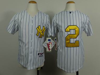 Youth MLB yankees 2# white jersey