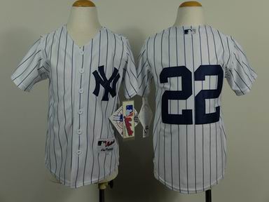 Youth MLB yankees 22# white jersey