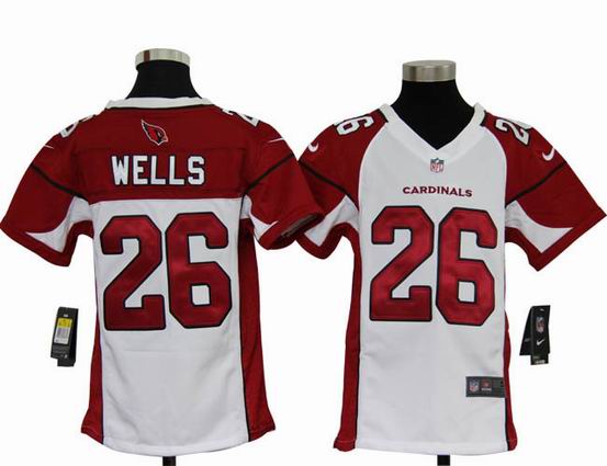 Youth Nike NFL Arizona Cardinals 26 Wells white stitched jersey