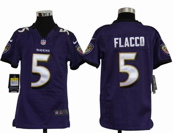 Youth Nike NFL Baltimore Ravens 5 Flacco purple stitched jersey