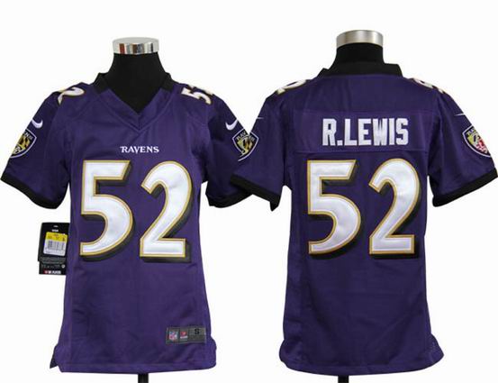 Youth Nike NFL Baltimore Ravens 52 R.Lewis purple stitched jersey