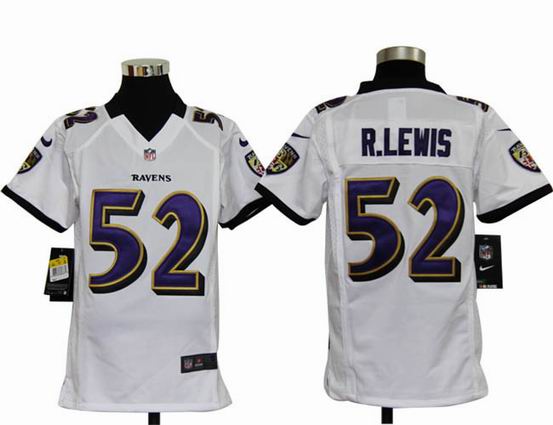 Youth Nike NFL Baltimore Ravens 52 R.Lewis white stitched jersey