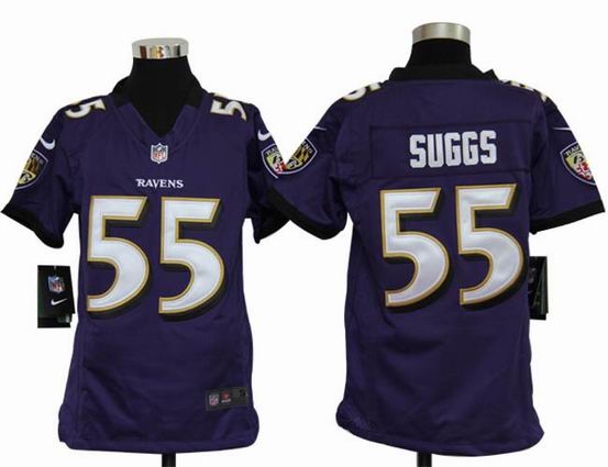 Youth Nike NFL Baltimore Ravens 55 Suggs purple stitched jersey