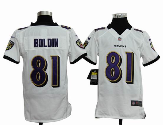 Youth Nike NFL Baltimore Ravens 81 Boldin white stitched jersey