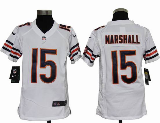 Youth Nike NFL Chicago Bears 15 Marshall white stitched jersey