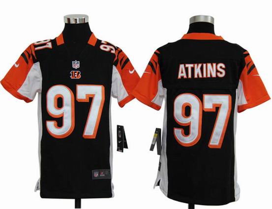 Youth Nike NFL Cincinnati Bengals 97 Atkins black Stitched jersey