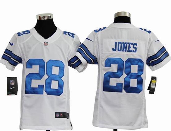 Youth Nike NFL Dallas Cowboys 28 Jones white stitched jersey