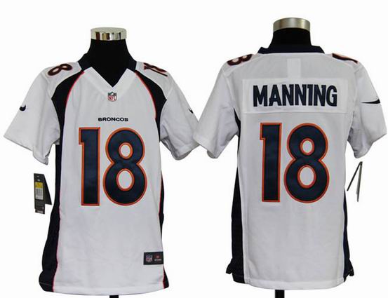 Youth Nike NFL Denver Broncos 18 Manning white stitched jersey