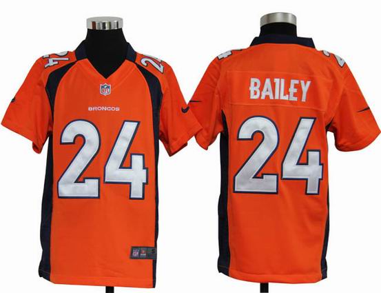 Youth Nike NFL Denver Broncos 24 Bailey orange stitched jersey