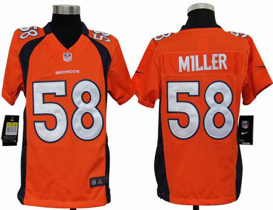 Youth Nike NFL Denver Broncos 58 Miller orange stitched jersey
