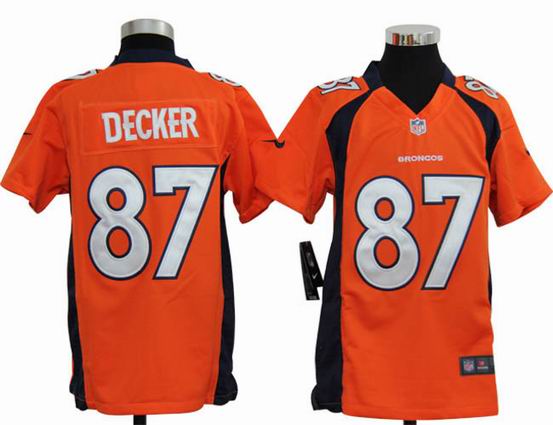 Youth Nike NFL Denver Broncos 87 Decker orange stitched jersey