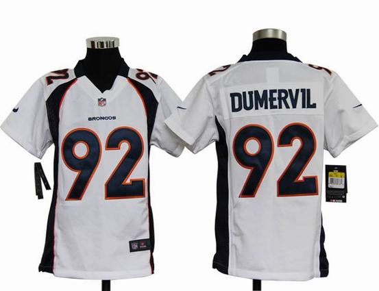 Youth Nike NFL Denver Broncos 92 Dumervil white stitched jersey