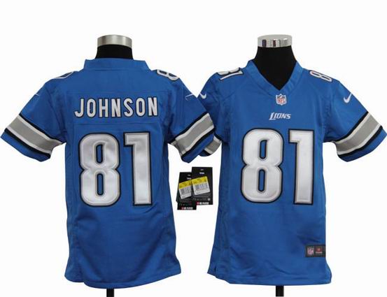 Youth Nike NFL Detroit Lions 81 Johnson blue stitched jersey