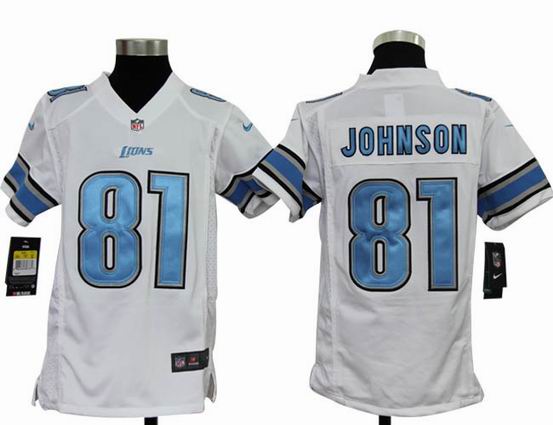 Youth Nike NFL Detroit Lions 81 Johnson white stitched jersey