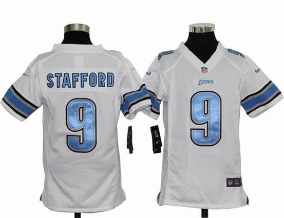 Youth Nike NFL Detroit Lions 9 Stafford White stitched jersey