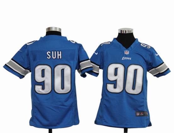Youth Nike NFL Detroit Lions 90 SUH blue stitched jersey