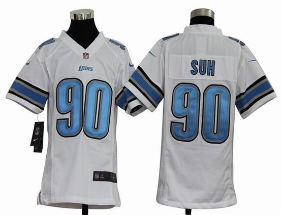 Youth Nike NFL Detroit Lions 90 SUH white stitched jersey
