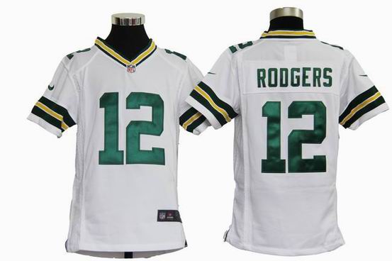 Youth Nike NFL Green Bay Packers 12 Rodgers White stitched jersey