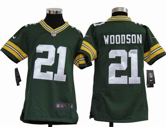 Youth Nike NFL Green Bay Packers 21 Woodson green stitched jersey