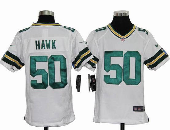 Youth Nike NFL Green Bay Packers 50 HAWK White stitched jersey