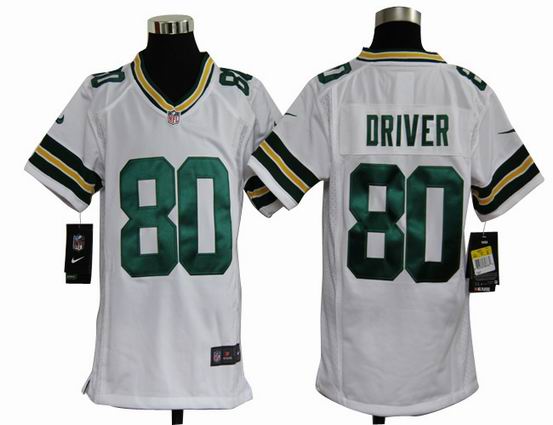 Youth Nike NFL Green Bay Packers 80 Driver White stitched jersey