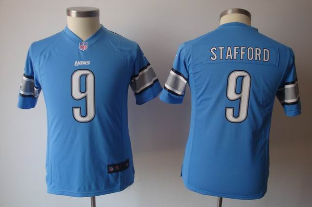Youth Nike NFL Lions 9 Stafford blue Game Jersey