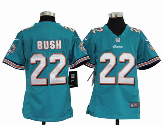 Youth Nike NFL Miami Dolphins 22 Bush green stitched jersey