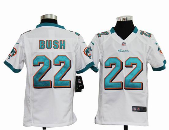 Youth Nike NFL Miami Dolphins 22 Bush white stitched jersey