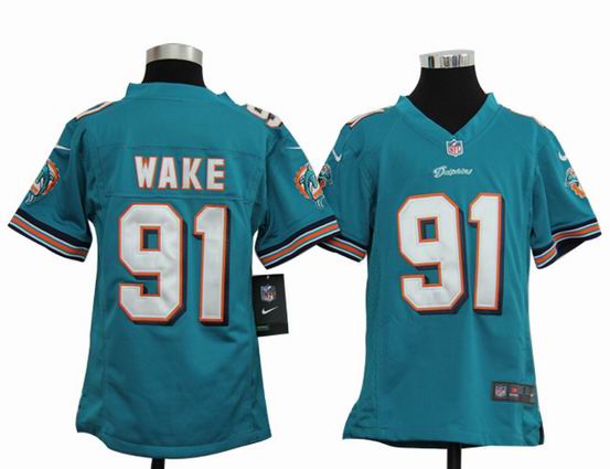 Youth Nike NFL Miami Dolphins 91 Wake green stitched jersey