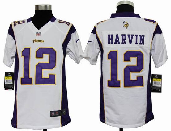 Youth Nike NFL Minnesota Vikings 12 Harvin white stitched jersey