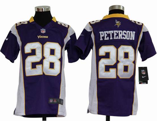 Youth Nike NFL Minnesota Vikings 28 Peterson purple stitched jersey