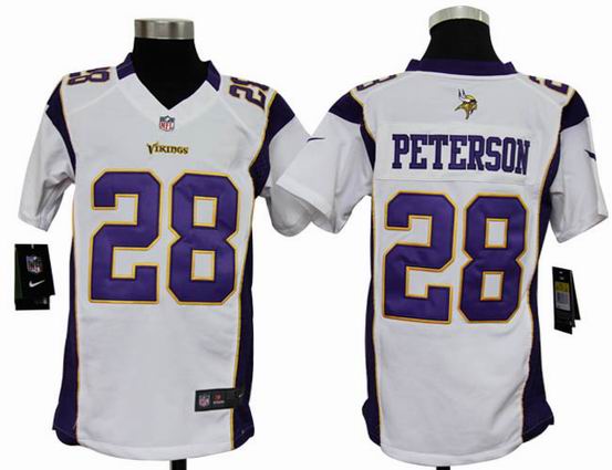 Youth Nike NFL Minnesota Vikings 28 Peterson white stitched jersey