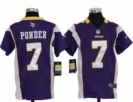 Youth Nike NFL Minnesota Vikings 7 Ponder purple stitched jersey