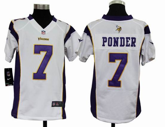 Youth Nike NFL Minnesota Vikings 7 Ponder white stitched jersey