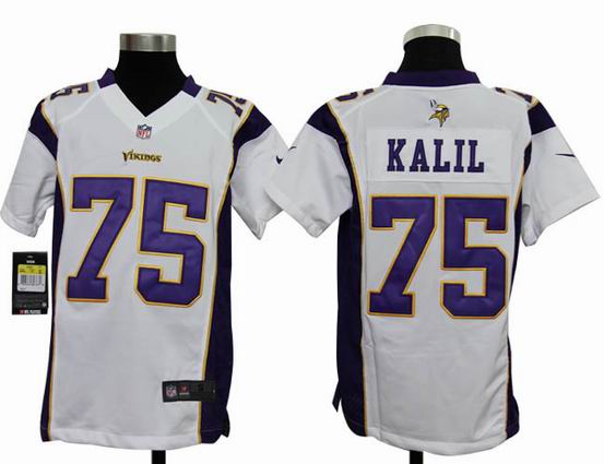 Youth Nike NFL Minnesota Vikings 75 Kalil white stitched jersey