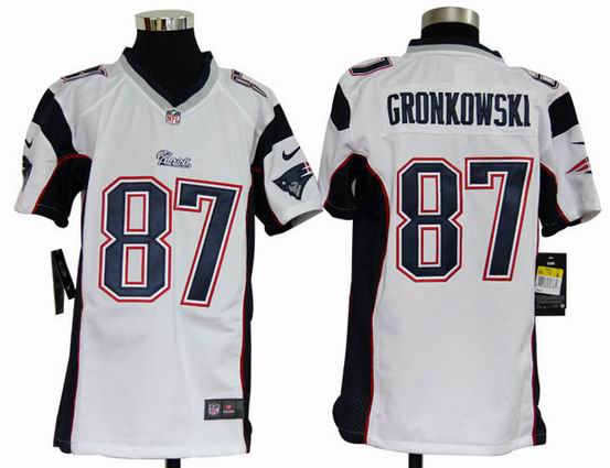 Youth Nike NFL New England Patriots 87 Gronkowski white stitched jersey