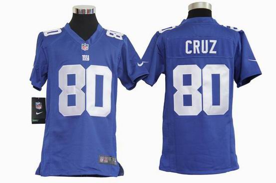 Youth Nike NFL New york Giants 80 Cruz blue stitched jersey