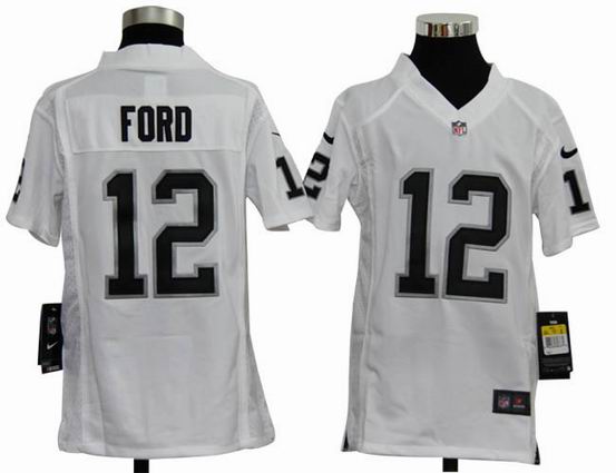 Youth Nike NFL Oakland Raiders 12 Ford white stitched jersey
