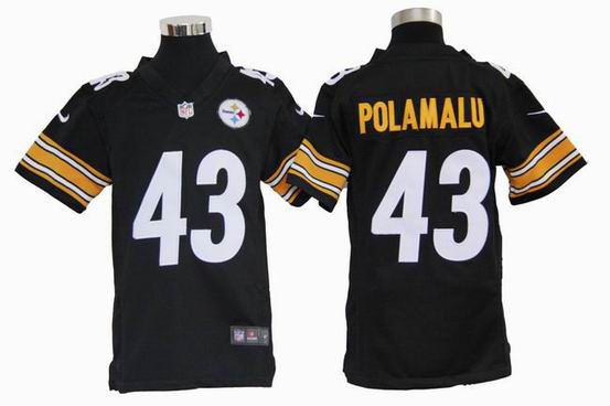 Youth Nike NFL Pittsburgh Steelers 43 Polamalu black stitched jersey