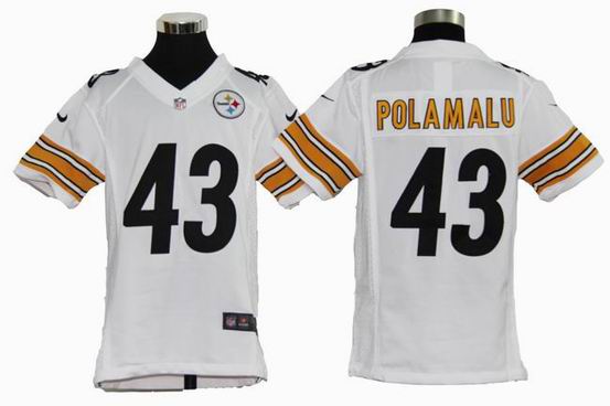 Youth Nike NFL Pittsburgh Steelers 43 Polamalu white stitched jersey