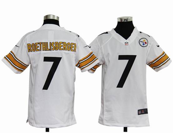 Youth Nike NFL Pittsburgh Steelers 7 Roethlisberger white stitched jersey