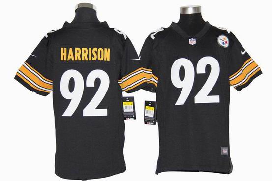 Youth Nike NFL Pittsburgh Steelers 92 Harrison black stitched jersey