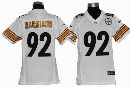 Youth Nike NFL Pittsburgh Steelers 92 Harrison white stitched jersey