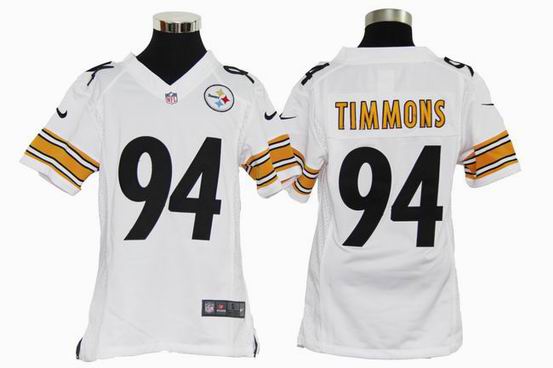 Youth Nike NFL Pittsburgh Steelers 94 Timmons white stitched jersey