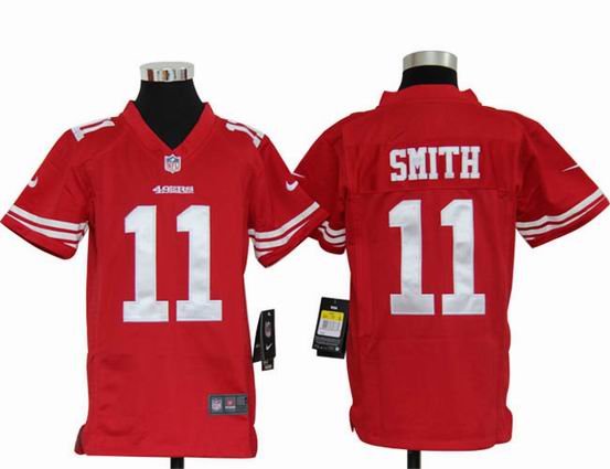 Youth Nike NFL San Francisco 49ers 11 Smith red stitched jersey
