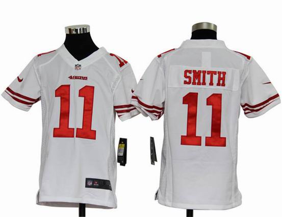 Youth Nike NFL San Francisco 49ers 11 Smith white stitched jersey