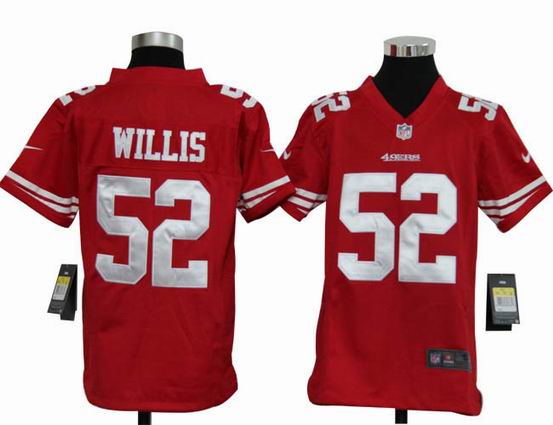 Youth Nike NFL San Francisco 49ers 52 Willis red stitched jersey