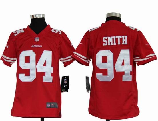 Youth Nike NFL San Francisco 49ers 94 Smith red stitched jersey