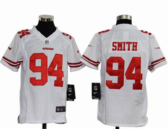 Youth Nike NFL San Francisco 49ers 94 Smith white stitched jersey