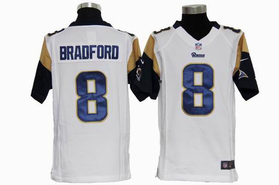 Youth Nike NFL St.Louis Rams 8 Bradford white stitched jersey